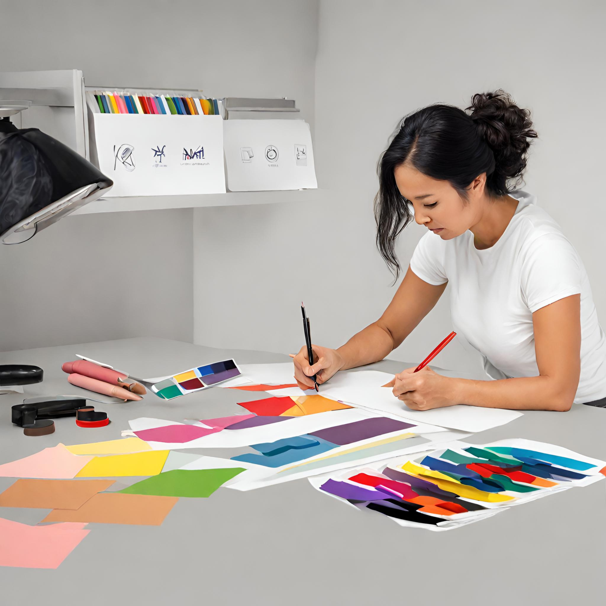 lady designing a logo